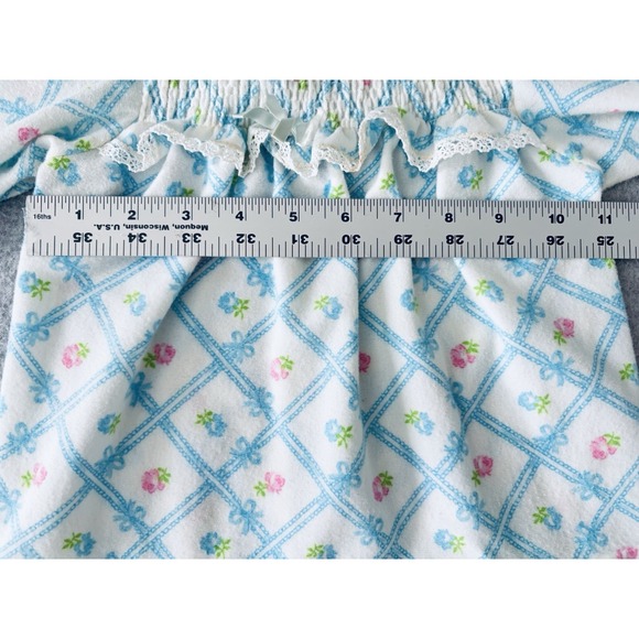 Vintage Carters Girls 2 Piece Pajamas 2T Pink Blue Roses Bows Long Sleeve Y2K - Picture 5 of 10